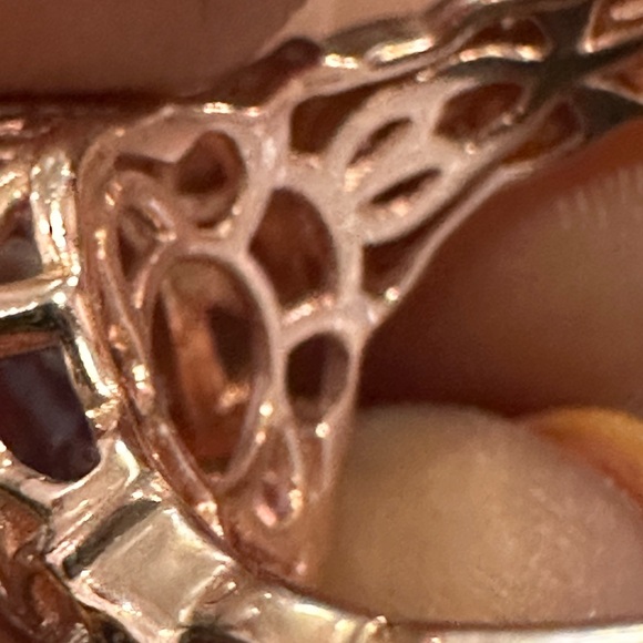 Vintage rose gold over sterling silver ring-large purple gemstone - Picture 2 of 16